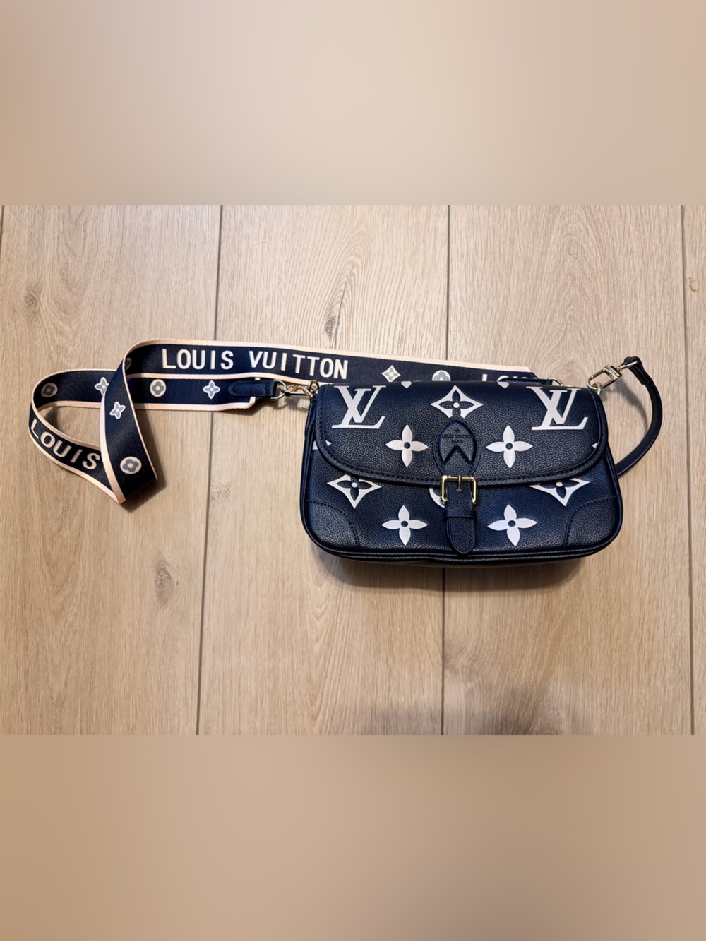 Black & White Monogram Small Flap Crossbody Bag